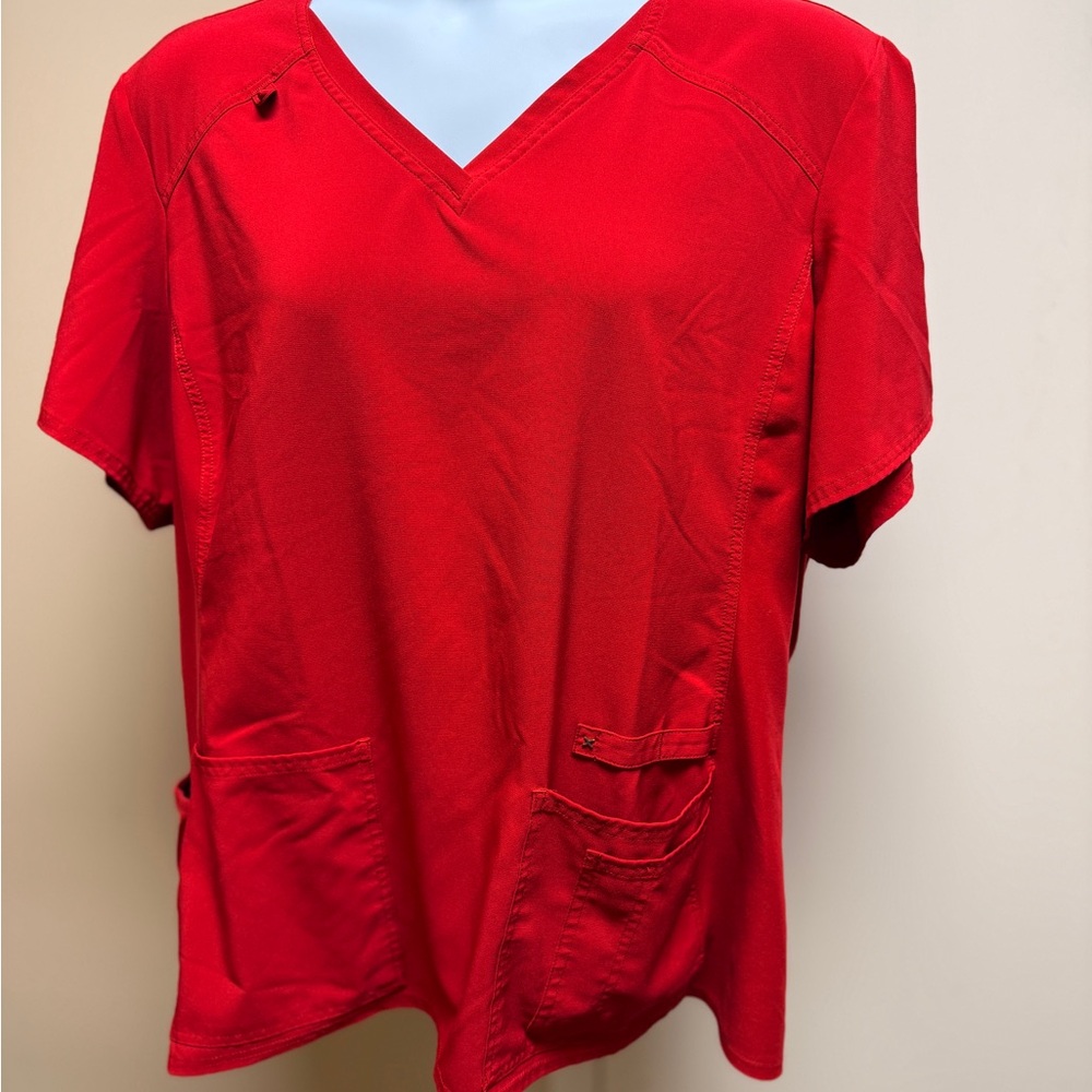 Cherokee Women's  Red Short Sleeve 3 Pocket Scrub Top‎  Sz 3X